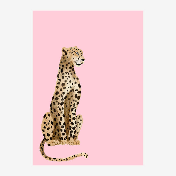 Léopard assis rose pastel, style pop art — Toile sur châssis