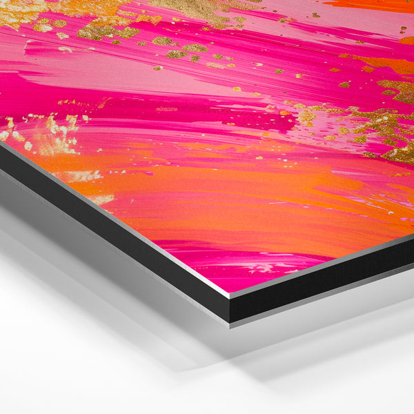 Abstrait rose et orange avec touches dorées — Aluminium Dibond