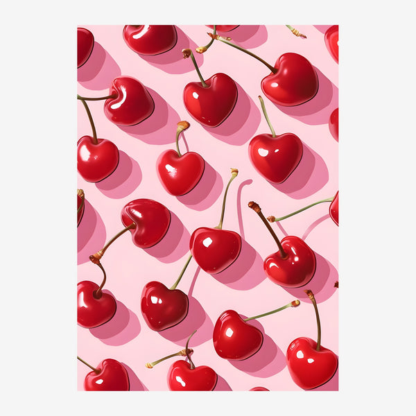 Cerises rouges et roses, affiche pop art — Toile sur châssis