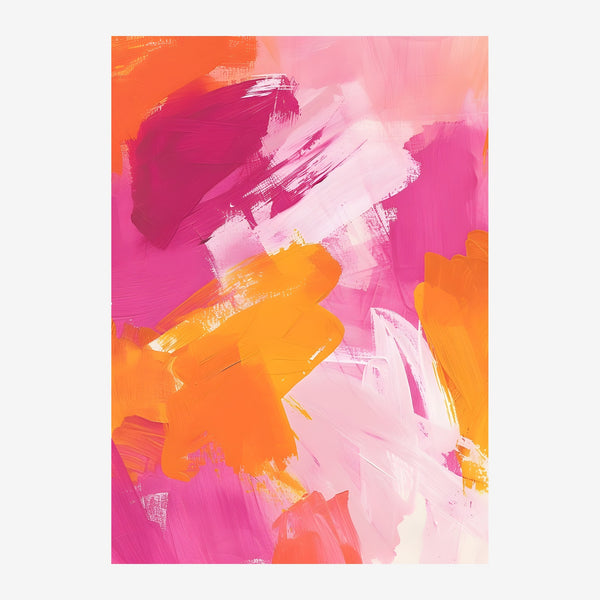 Affiche abstraite rose, orange et magenta expressif — Toile sur châssis