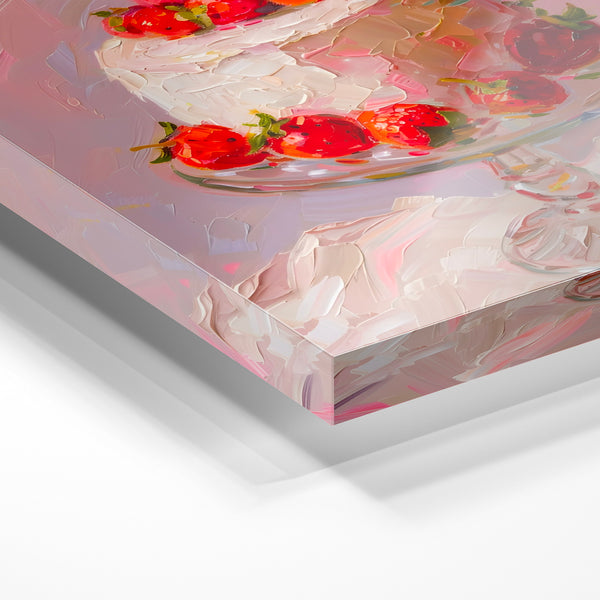 Gâteau aux fraises rose poudré et rouge vif — Verre acrylique