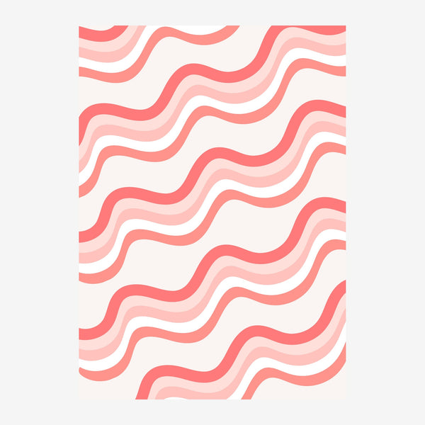 Vagues géométriques rose et blanc minimaliste — Toile sur châssis