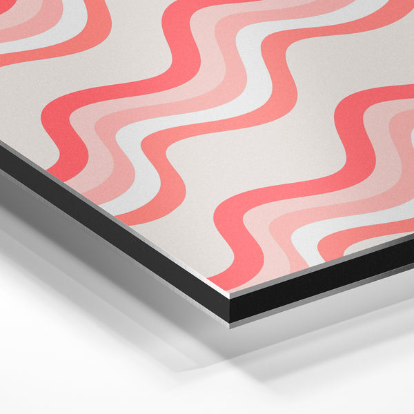 Vagues géométriques rose et blanc minimaliste — Aluminium Dibond
