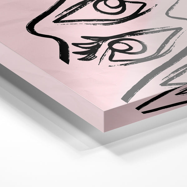Affiche Modern Art Exhibition line art rose — Verre acrylique