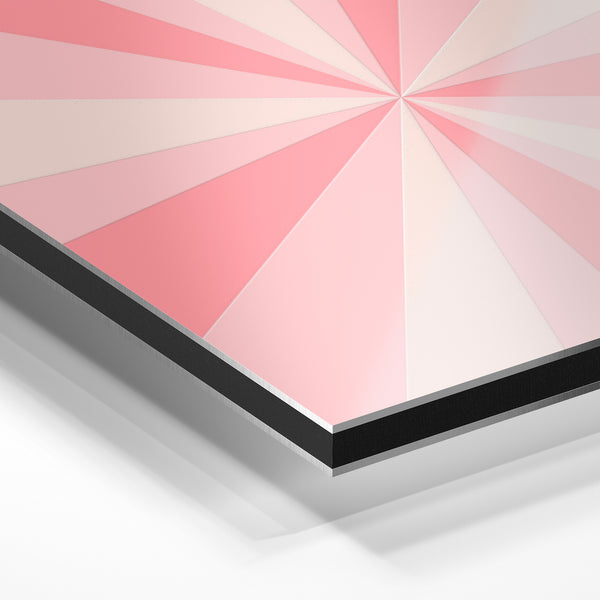 Rayons géométriques abstraits rose et crème — Aluminium Dibond relief 3D