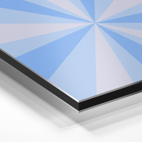 Rayons bleu et blanc, composition géométrique abstraite — Aluminium Dibond
