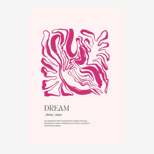 Dream – Affiche typographie abstraite rose et blanc — Toile sur châssis