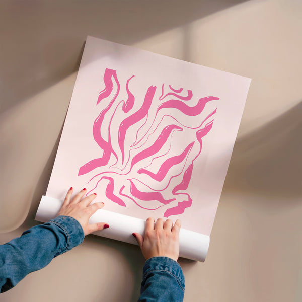 Inspiration rose et blanc, affiche abstraite minimaliste — Poster HP mat