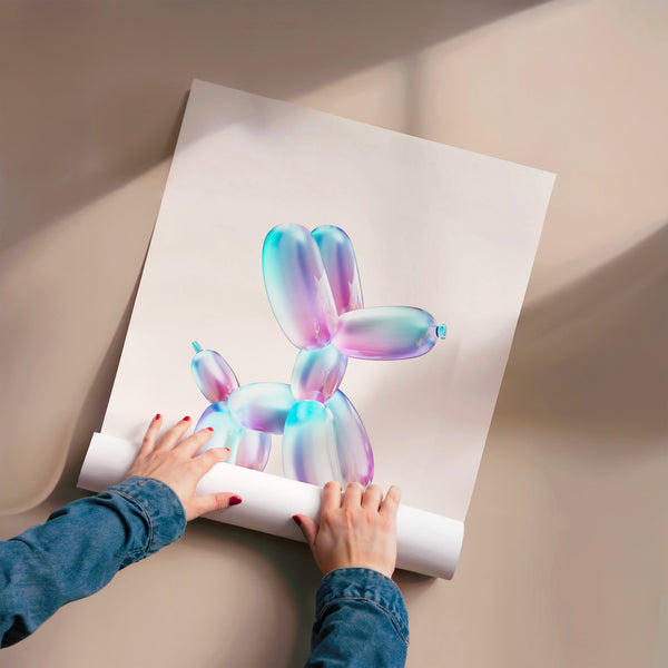 Cactus abstrait rose, bleu et violet minimaliste — Poster HP mat