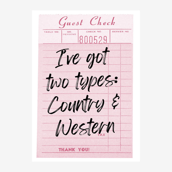 Affiche rose poudré « Two types: Country & Western » — Toile sur châssis