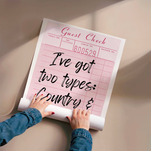 Affiche rose poudré « Two types: Country & Western » — Poster HP mat