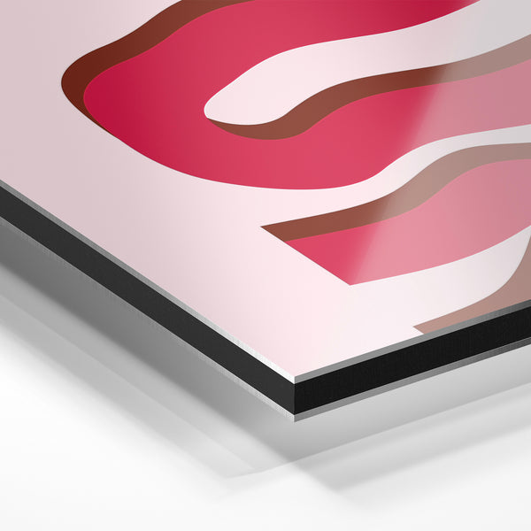 Affiche typographie abstraite rose et rouge — Aluminium Dibond relief 3D