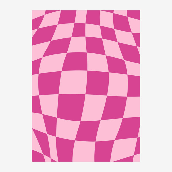 Damier ondulé rose et fuchsia pop art géométrique — Toile sur châssis