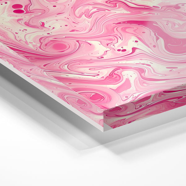 Affiche abstraite rose et blanc, Good Vibes — Verre acrylique