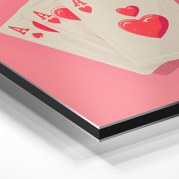 Cartes de cœur rose et rouge, style pop art — Aluminium Dibond