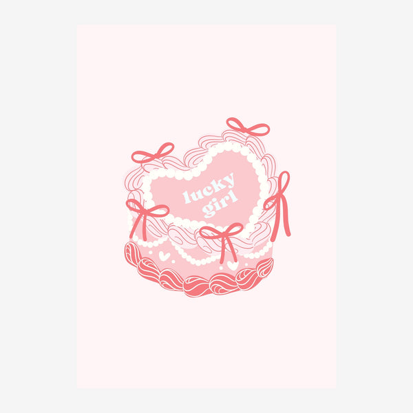 Gâteau rose et blanc "Lucky Girl" style rétro — Toile sur châssis