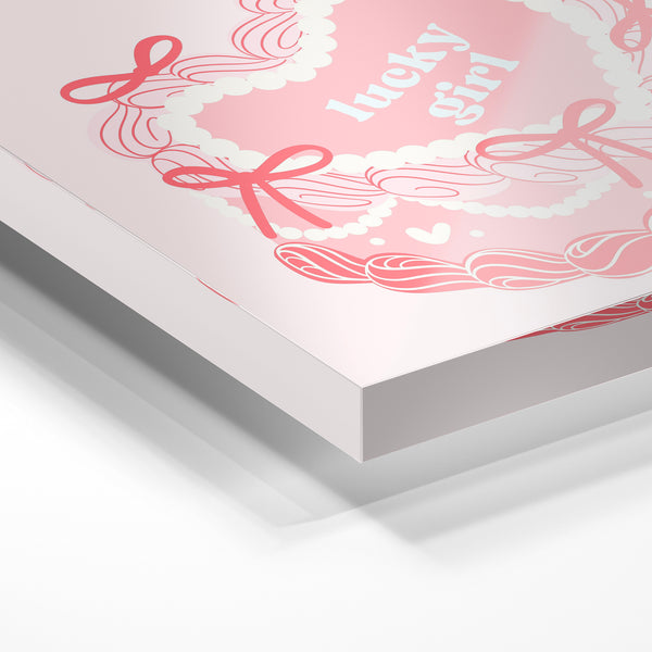 Gâteau rose et blanc "Lucky Girl" style rétro — Verre acrylique