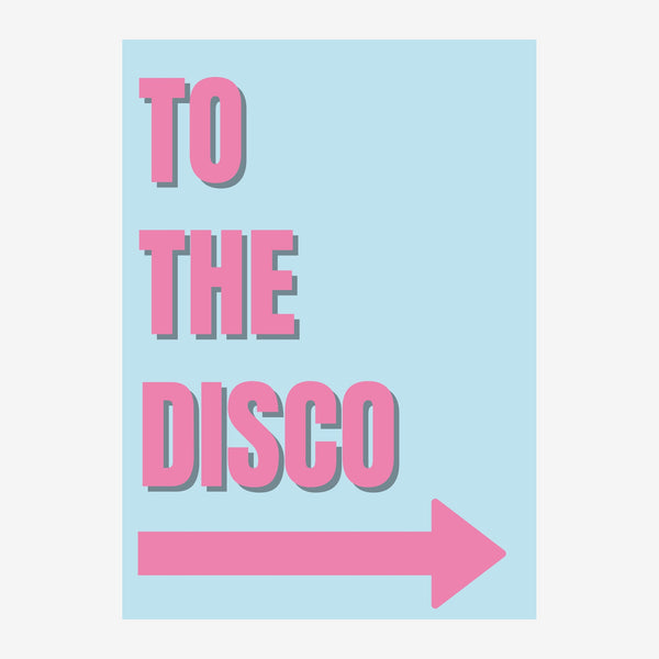 To The Disco — Affiche Pop Art rétro rose et bleu — Toile sur châssis