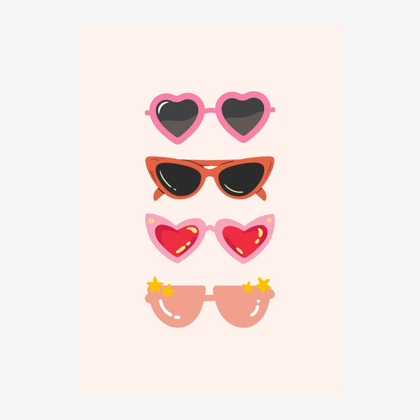 Quatre paires de lunettes pop-art rétro rose — Toile sur châssis