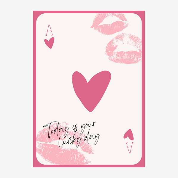 Carte pop art rose « Today is your lucky day » — Toile sur châssis