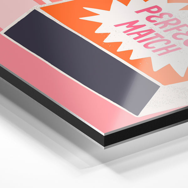 Boîte d'allumettes Pop Art rose et orange — Aluminium Dibond relief 3D