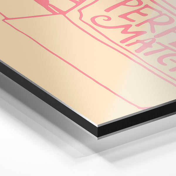Affiche "Perfect Match" rose et beige pop-art — Aluminium Dibond relief 3D