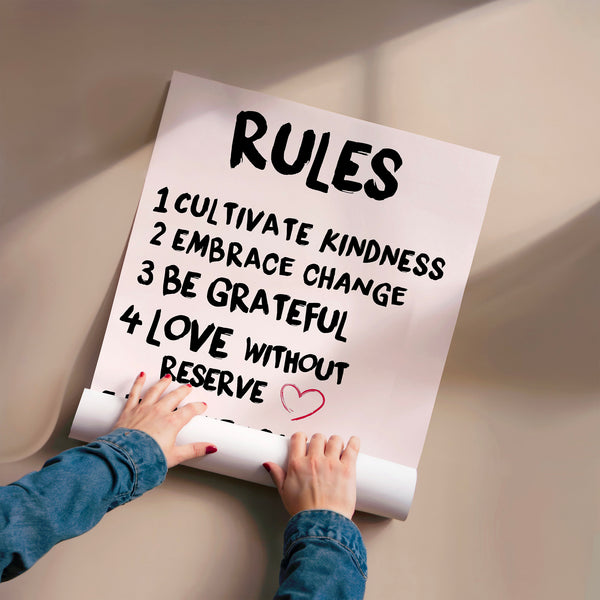 Affiche motivante « 6 Rules » noir et blanc pop art — Poster HP mat