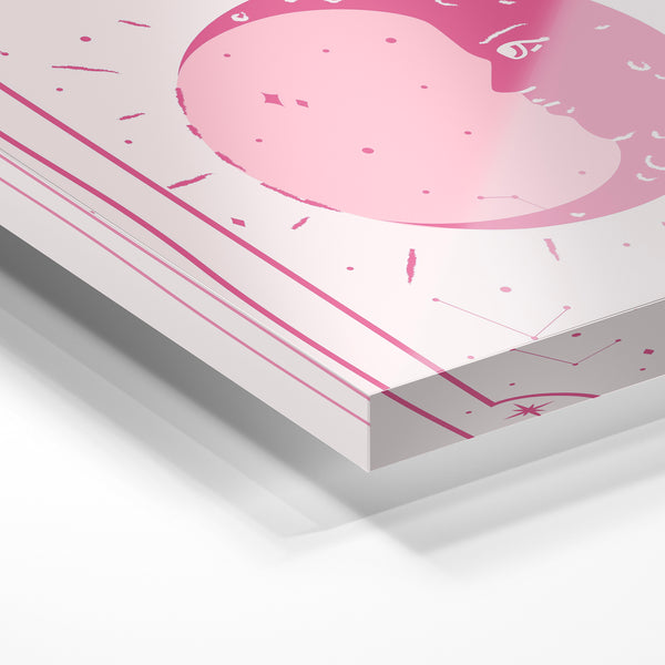 La Lune - affiche tarot rose et blanc pop art — Verre acrylique