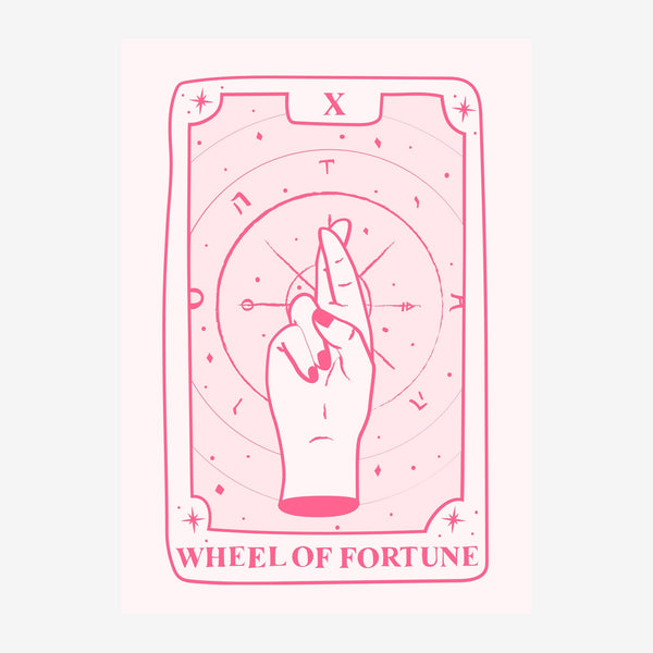 Wheel of Fortune rose et blanc, ligne art rétro — Toile sur châssis