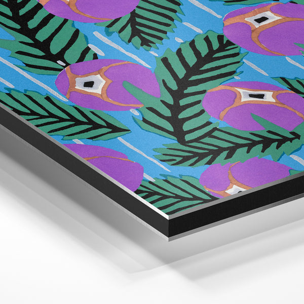 Oiseaux tropicaux et feuillage - Style pop art — Aluminium Dibond