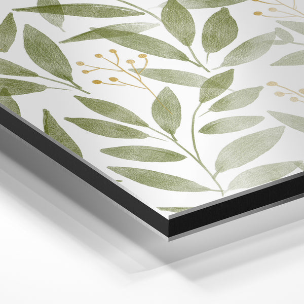 Motif botanique feuilles et baies scandinave — Aluminium Dibond relief 3D
