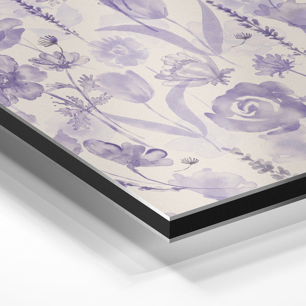 Fleurs violettes et blanches, style botanique — Aluminium Dibond