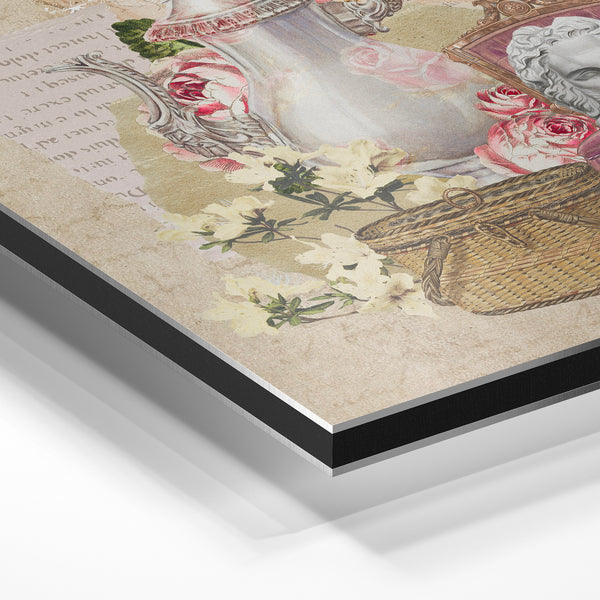 Vintage rétro, roses et buste classique beige — Aluminium Dibond