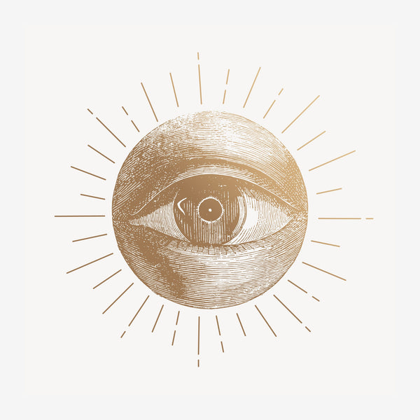 Œil et soleil en line art doré minimaliste — Toile sur châssis