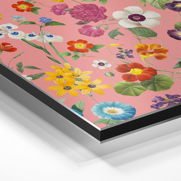 Jardin fleuri rose et multicolore - Design botanique — Aluminium Dibond