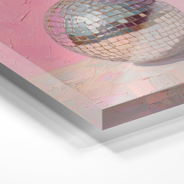 Boule à facettes rose poudré, style rétro pop — Verre acrylique