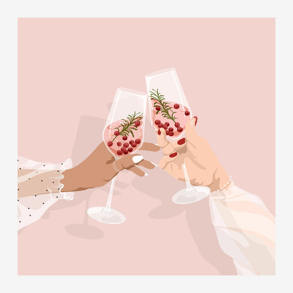 Santé en rose — Illustration cocktails festive — Toile sur châssis