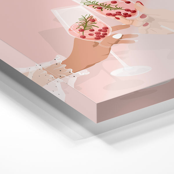 Santé en rose — Illustration cocktails festive — Verre acrylique
