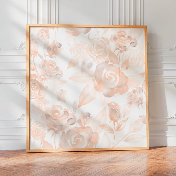 Roses beige et pêche, motif floral bohème — Poster HP mat