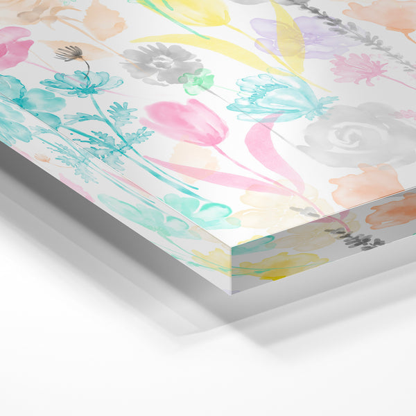 Fleurs pastel et roses douces, bouquet multicolore — Verre acrylique
