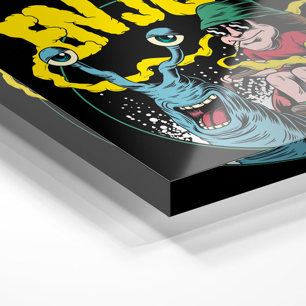 Slow Down & Enjoy Affiche Pop-Art Noir et Jaune — Verre acrylique