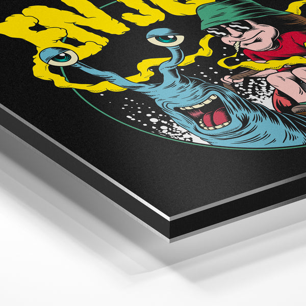 Slow Down & Enjoy Affiche Pop-Art Noir et Jaune — Aluminium Dibond