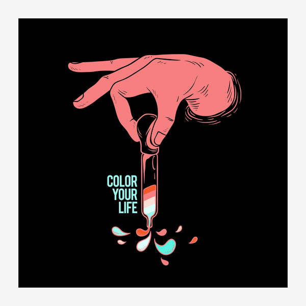 Main qui verse - Affiche pop art noir et rose — Poster HP mat