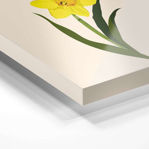 Jonquille jaune, style botanique minimaliste — Verre acrylique