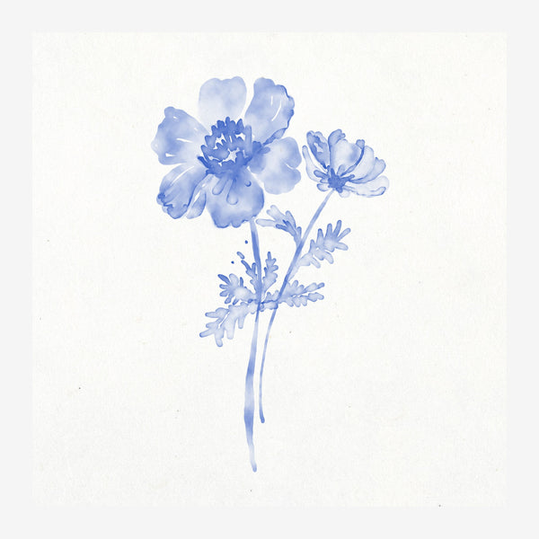Fleur en bleu pastel - Affiche botanique — Toile sur châssis