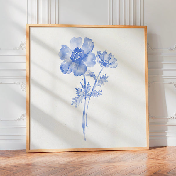 Fleur en bleu pastel - Affiche botanique — Poster HP mat