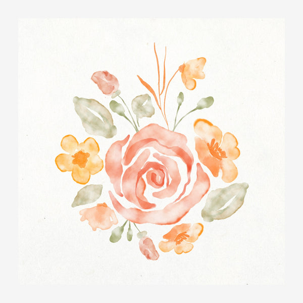 Bouquet de roses et petites fleurs corail — Toile sur châssis