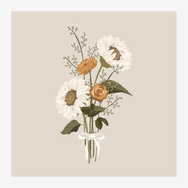Bouquet de marguerites et roses beige clair — Toile sur châssis