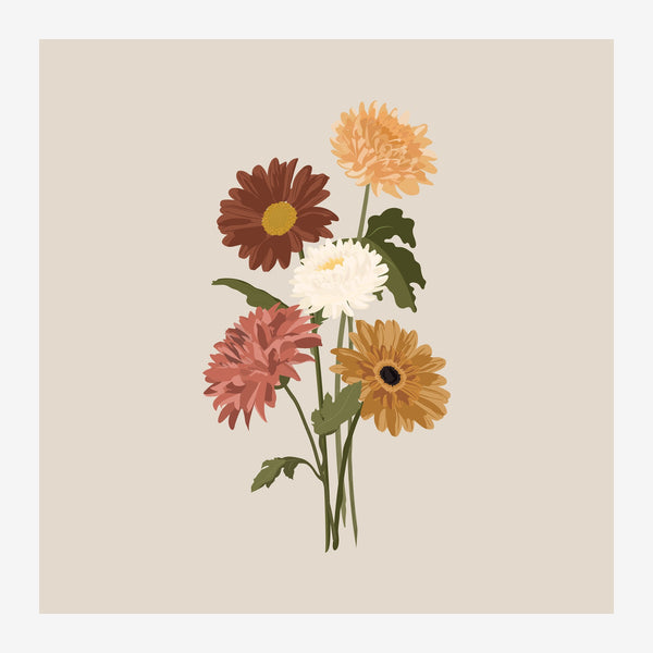 Bouquet de gerberas automnales, beige et terracotta — Toile sur châssis