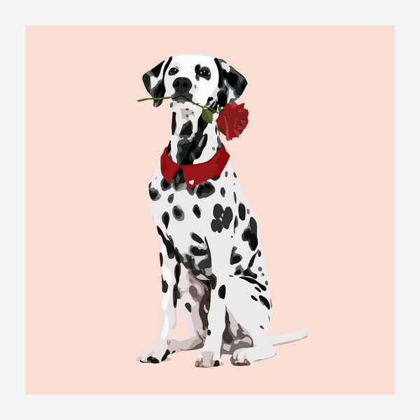 Dalmatien pop art avec rose rouge et nœud — Toile sur châssis